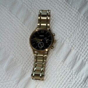 Fossil Gold-Tone Watch with Black Dial